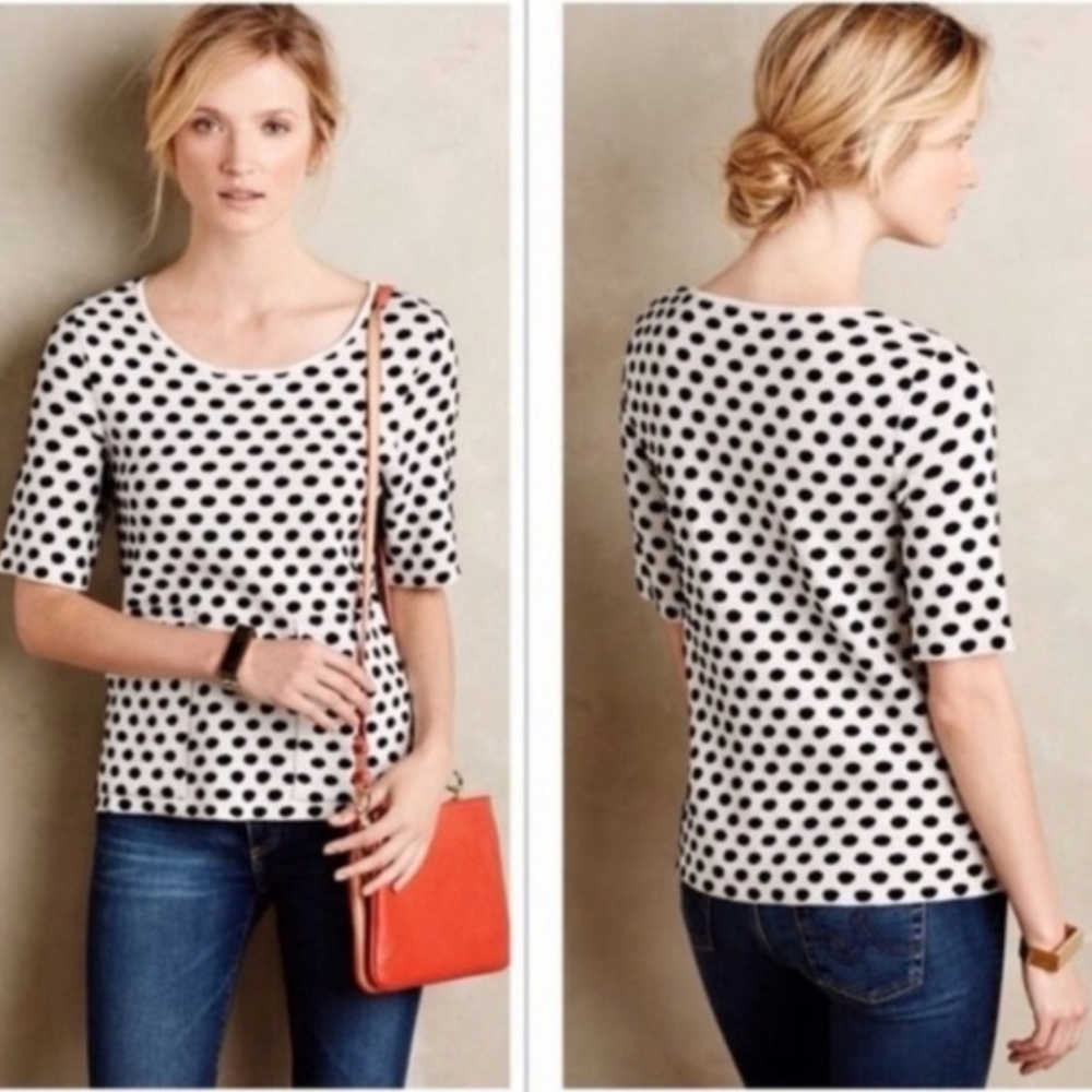 Moth Polka Dot Jacquard Dottie Pullover Sweater from Anthropologie